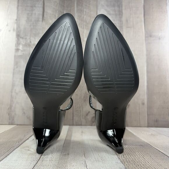 Ecco Shape 45 Pointy Sleek Womens Size 5 Slingback Pump Heel Leather Shoes Black - Picture 10 of 11